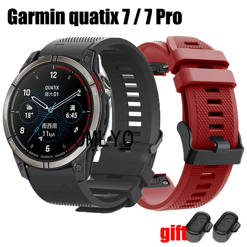 Ремешок 3 в 1 для Garmin quatix 7 Pro, силиконовый Быстросохнущий Спортивный Браслет, ремень с зарядным портом, пылезащитная заглушка, крышка