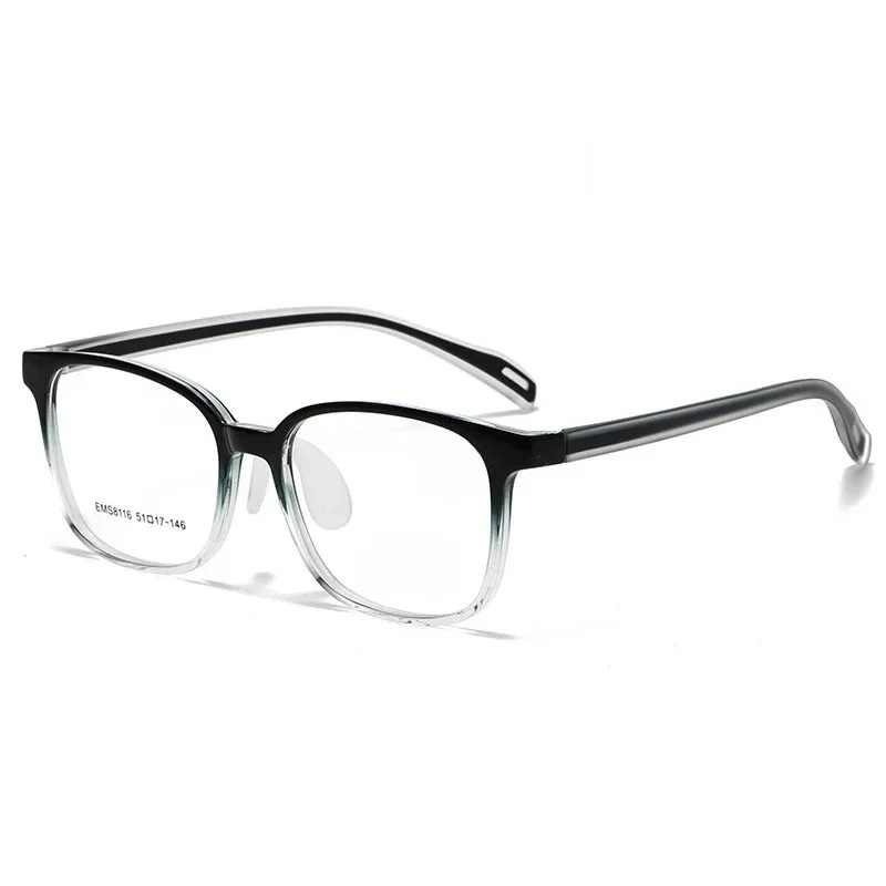 KIZN إطار بصري دائري للمراهقين TR90 مرن خفيف الوزن نظارات طبية بصرية للنساء متدرجة سوداء Gafas