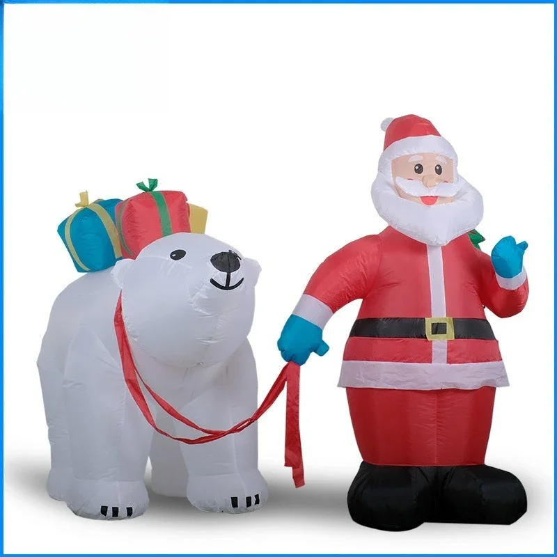 

Inflatable Santa Claus Air Model Christmas Inflatable Polar Bear Outdoor Lawn Yard Holiday Party Lighting Decoration