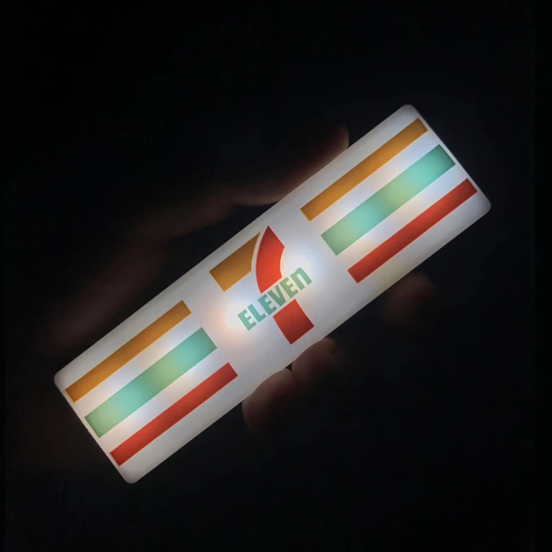 Nueva cafetería pegatinas magnéticas para nevera 711 tienda de conveniencia pegatinas luminosas LED para nevera adornos creativos para decoración del hogar