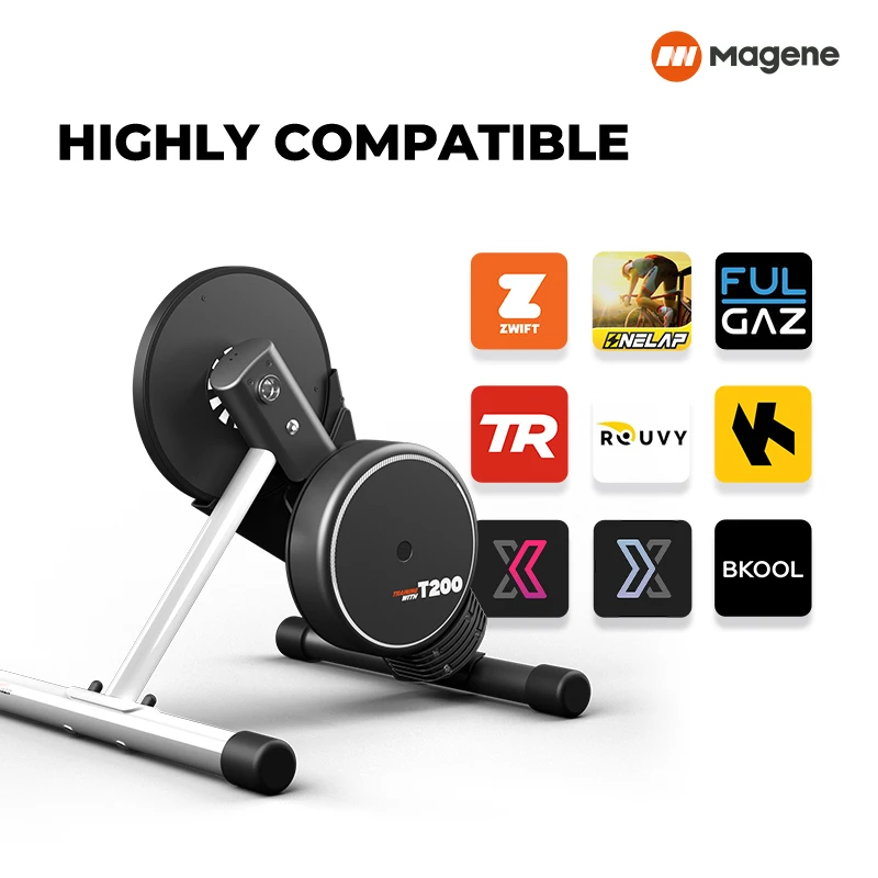 Magene T200 Smart Trainer ERG Full Function Ride Indoor Foldable Stable Tool Cadence Speed Power 1800W by Zwift Wahoo