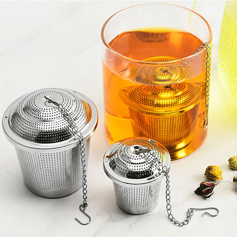 Stainless Steel Cooking Spices Infuser Fine Mesh Loose Tea Herbal Strainer Filter With Extended Chain Kitchen Accessories