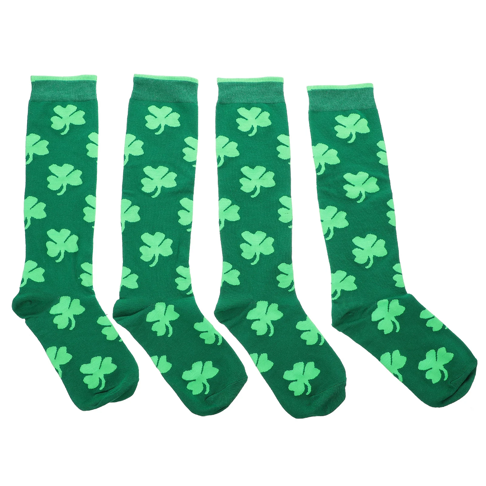 2 Pairs Sports Socks Clover Pattern Breathable Cotton St Patrick Day Winter Cartoon Adult Flat Lines Thickened Elastic