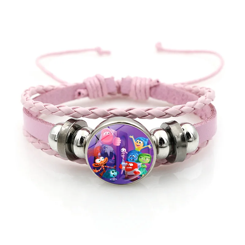 24styles Disney Inside Out 2 Braided Leather Bracelet Bing Bong Joy Sadness Anger Wristband Accessories Girls Jewelry Gifts