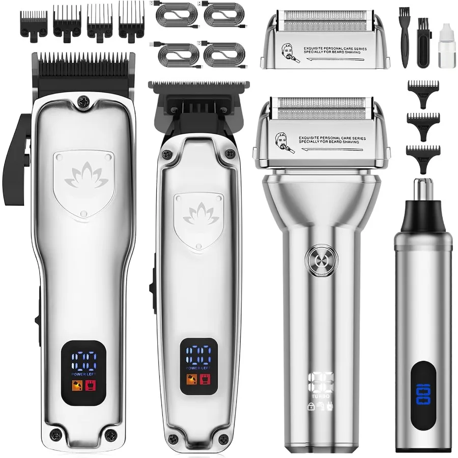 

Professional Hair Clippers for Men Barber Clippers and Trimmers Set Foil Shavers for Men 4 in 1 Cordless Hair Clippers Set Hair