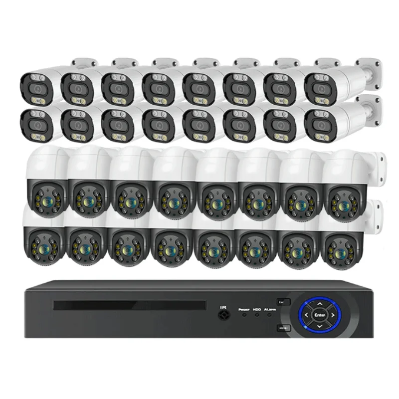 Outdoor PTZ Network Camera Kit 4MP 8MP 32ch With Two-Way Audio 16CH POE Security System NVR POE CCTV Camera