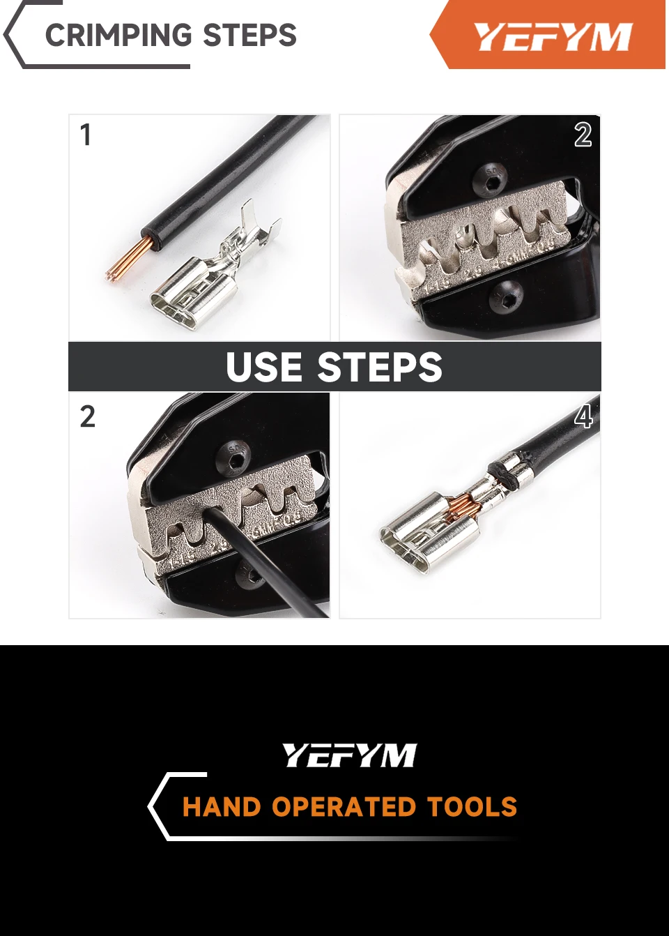 Crimpzange für nicht isolierte offene Zylinderklemmen HX-03B Ratschenzange AWG 20-10 (0,5–6 mm2) für 2,8/4,8/6,3-Steckverbinder – Detail 7