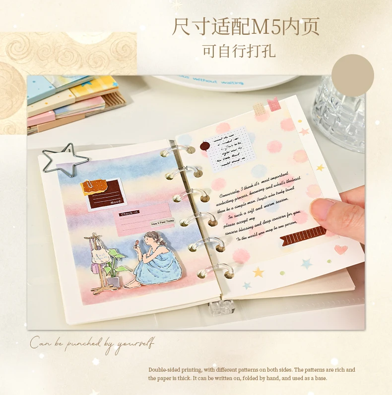 Journal GO 30 Stück Weiche Nebelfarben-Karten Doppelseitiger Papierblock Weißes Kraftpapier für Journaling, Scrapbooking, DIY-Basteln – Detail 6