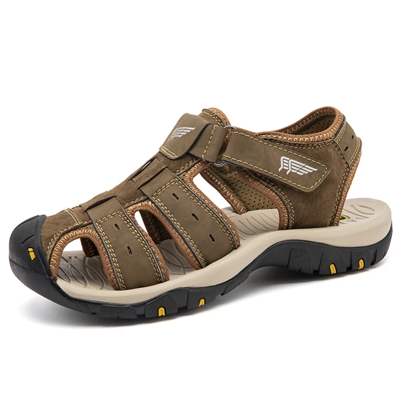 

Summer Men Sandals Mens Leather Casual Sandals Soft Sole Outdoor Men Leather Sandals for Men Beach Shoes Roman Shoes Plus Size48