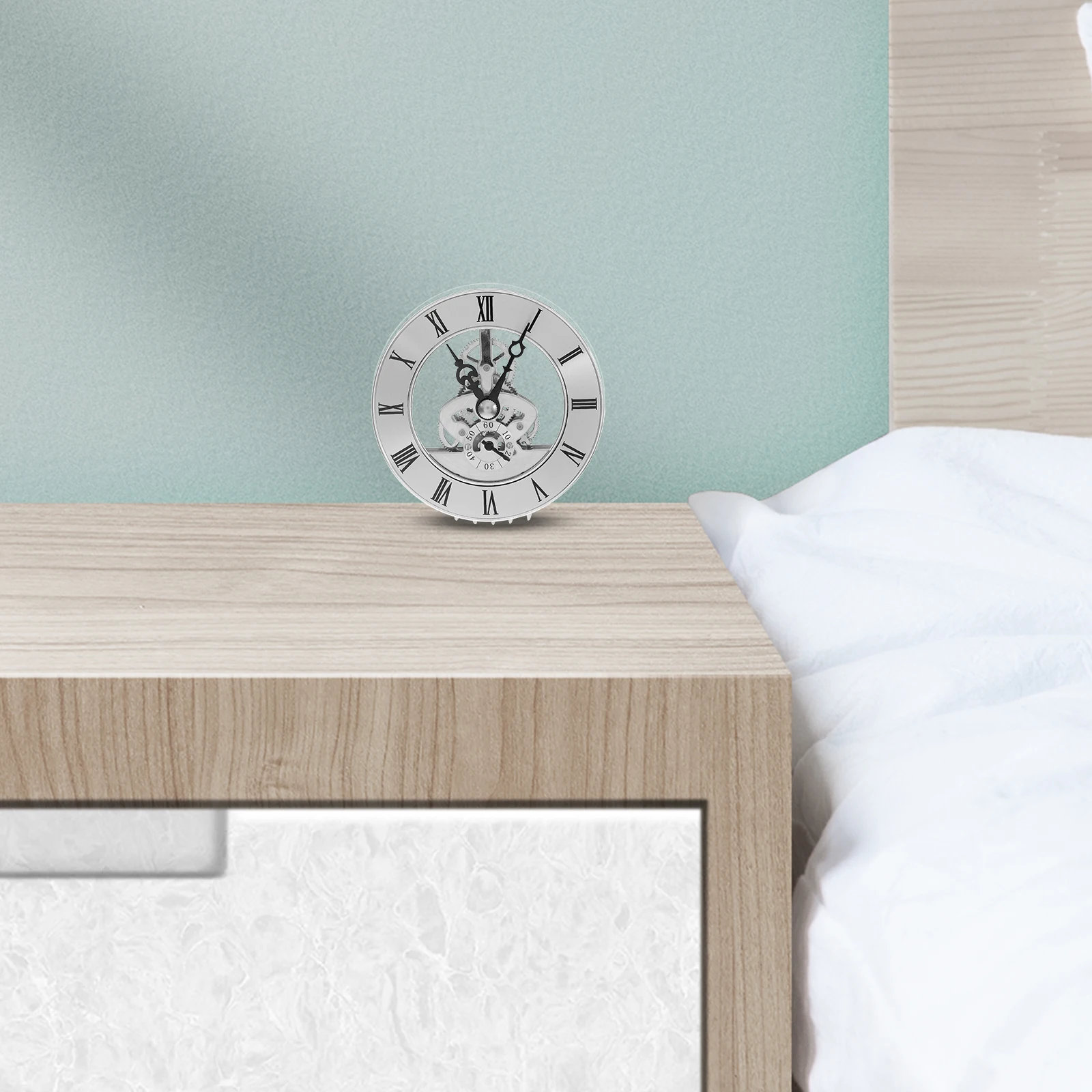 

DOITOOL See Through Clock Movement Replacement Zinc Alloy Wall Clock Mechanism Insert Silver Parts