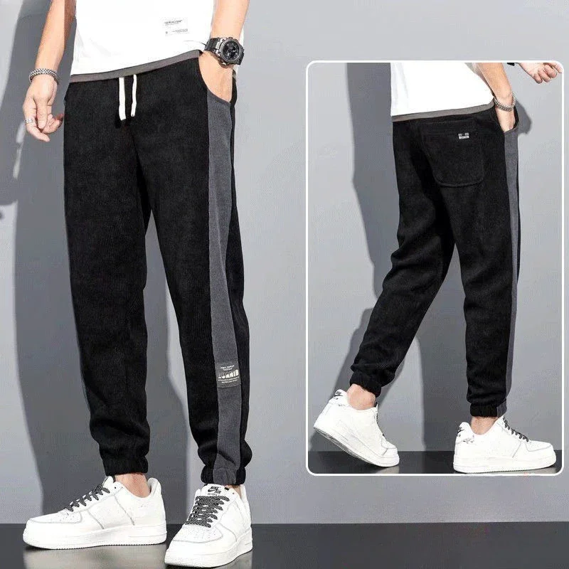 Male Sports Pants Plain Trousers Thin Skinny Black Summer Cropped Tights Men's Sweatpants Slim Gym Original Hot Cheap Price Xxl