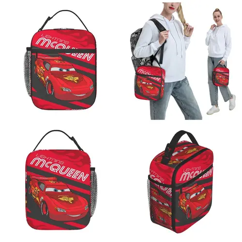 Imagen 2 del producto Bolsa de almuerzo con aislamiento Lightning Mcqueen Car Sally, contenedor de comida, loncheras térmicas portátiles para la escuela y la Oficina