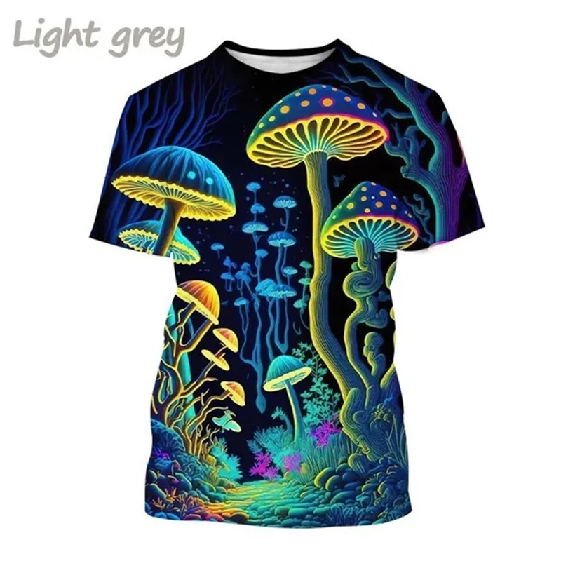 Mushroom 3D Printed T Shirt Plant Pattern Round Neck Short Sleeve Forest Fashion Casual Unisex Tops Tshirt High Quality T Shirt