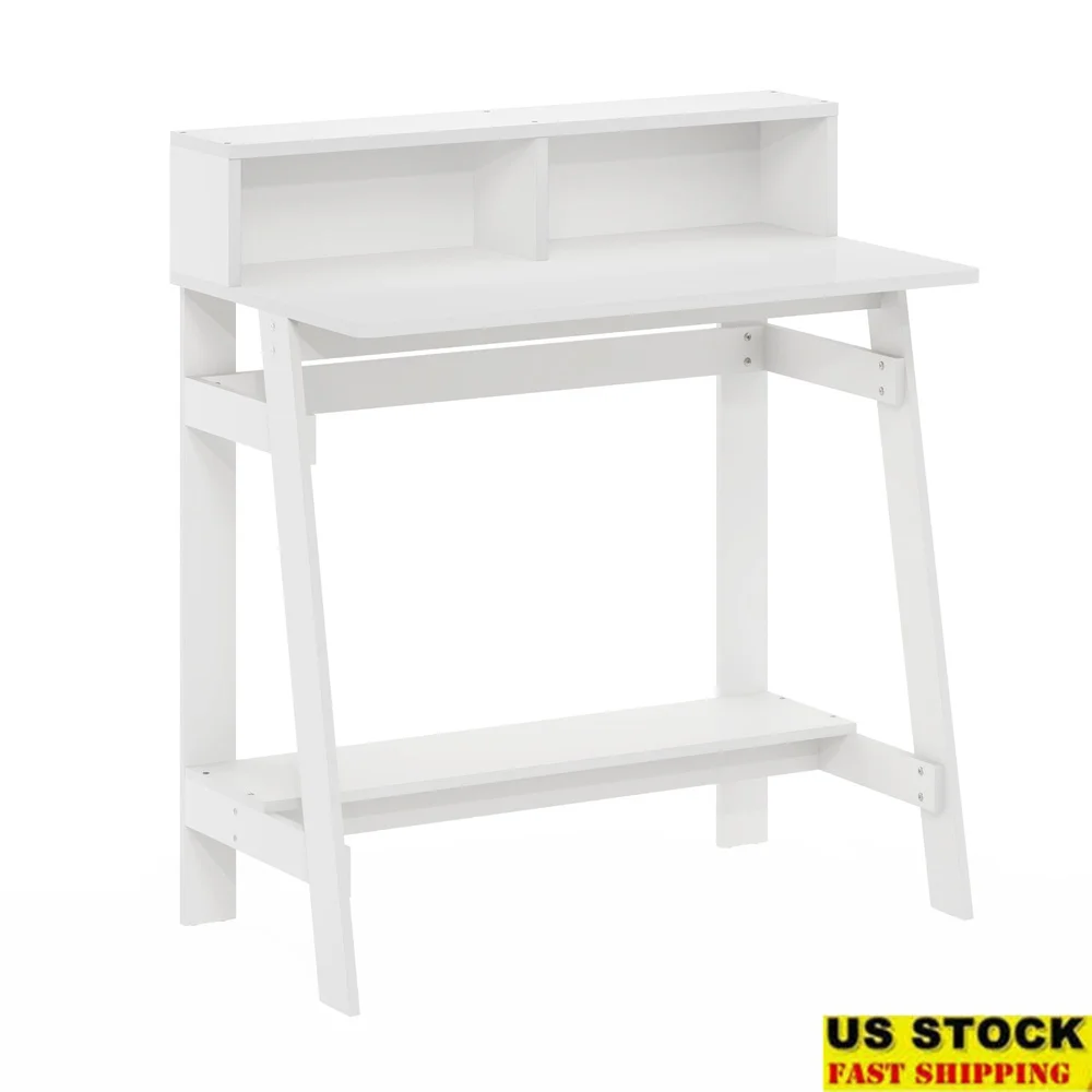 

Minimalist A Frame Computer Desk with Hutch Durable Composite Wood Easy Assembly Spacious Workstation Home Office Study