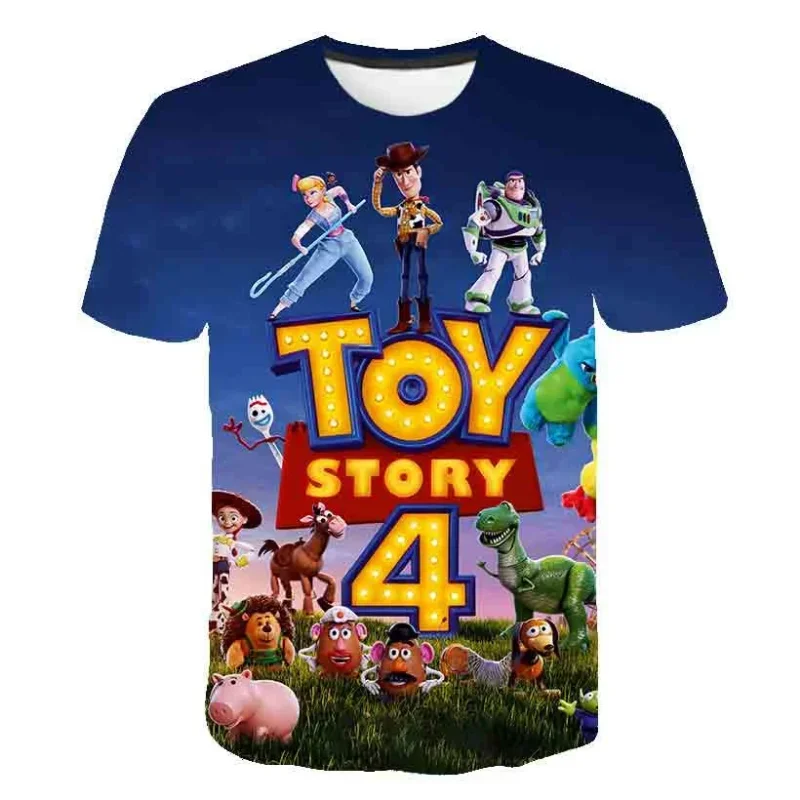 Buzz Lightyear T-shirt Disney T-shirt Toy Story 4 Men's T-shirt 3D Printed Cartoon Pattern Short Sleeve Oversized Men's Clothing