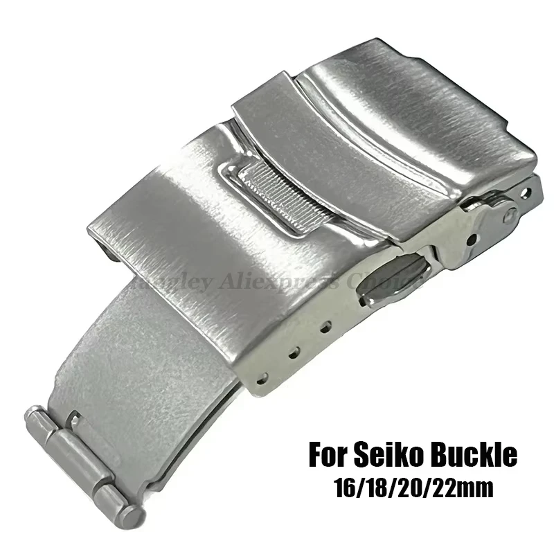 Stainless Steel Folding Buckle for Seiko Watch Band 16mm18mm 20mm 22mm Silver Clasp Double Push Button Buckles Watch Accessories