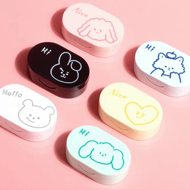 Cartoon Animal Rabbit Contact Lens Case Plastic Hard Contact Lenses Box Cute Eyeglass Case Lens Container Christmas Gift