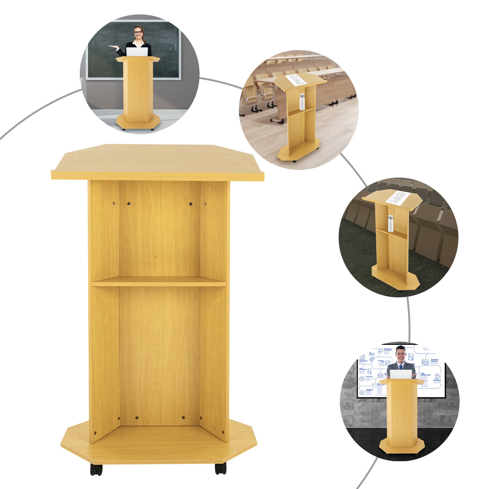 

Деревянный подиум 17,5 "*30*46", подставка для конференций, портативная подставка для классной комнаты, мобильный стол для церковного класса