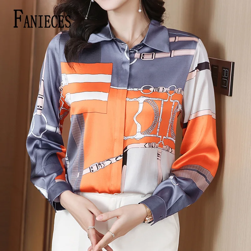 FANIECES 한국인 리뷰 많은 옷 Blusas Para Mujer S-4XL High Quality Blouses Spring Fall Shirt Women Luxurious Long Sleeve Tops Shirt Femme