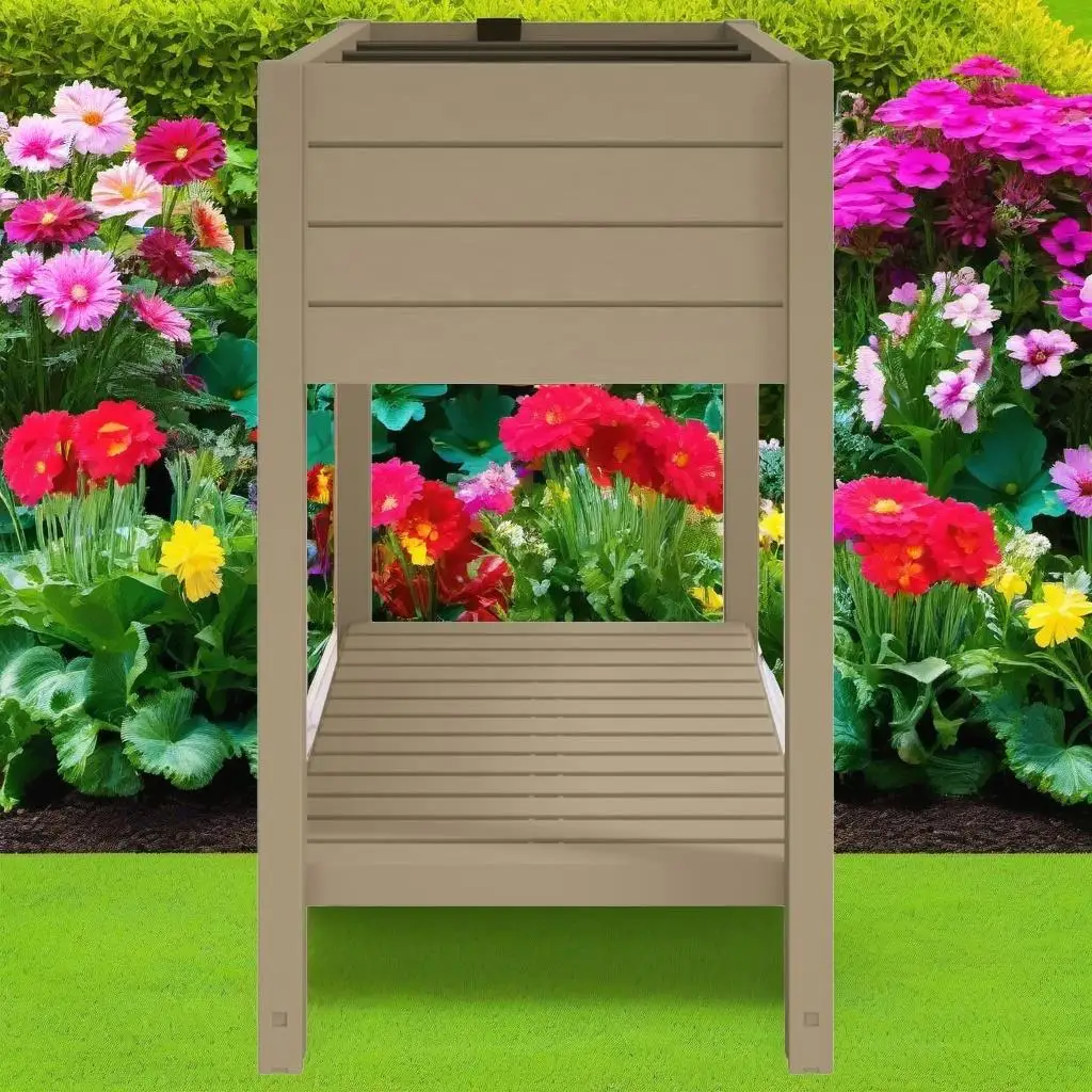 

Light Brown Garden Raised Bed 43.3x17.7x31.1 inches - Durable Polypropylene Planter Box