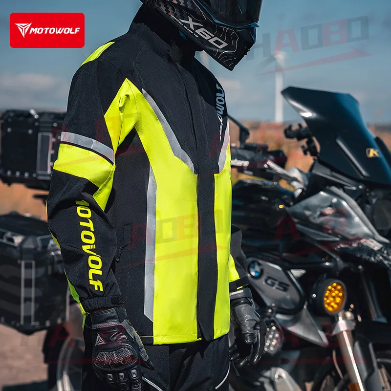 MOTOWOLF Motorcycle Raincoat Split Rain Suit Reflective Waterproof Anti-Rainstorm Rally Pants for Riding Cycling Motocross