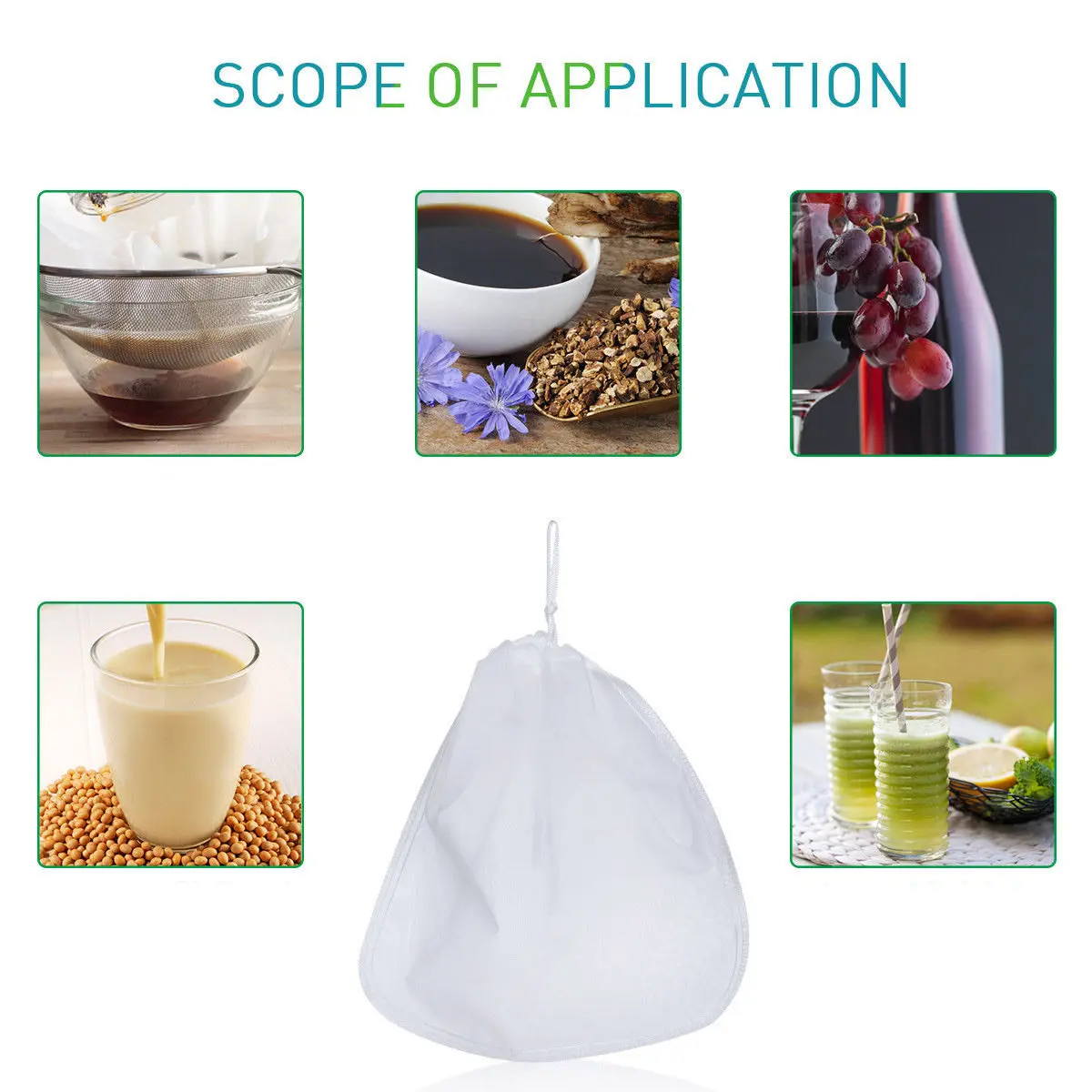 1Pcs Extra Large Nut Milk Bag 30x30cm Reusable Food Strainer Bag for Almond Coconut Soy Cashew Milk Yogurt Cheese Making Smooth