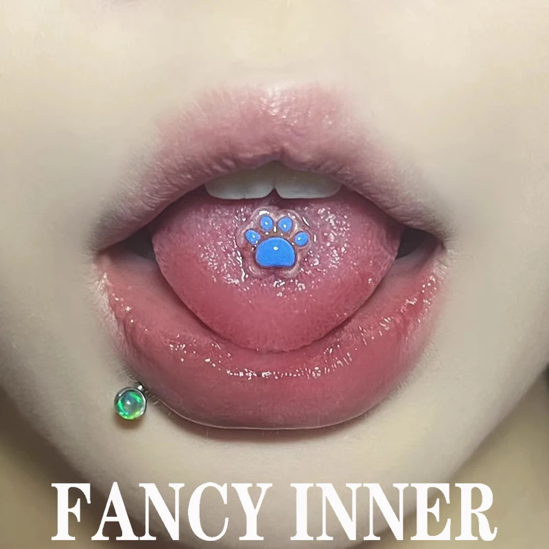 Color Changing Dog Paw Bear Paw Tongue Stud Earrings Bone Stud Resin DIY Cute Ins Sweet Cool Tongue Rings Piercing Jewelry