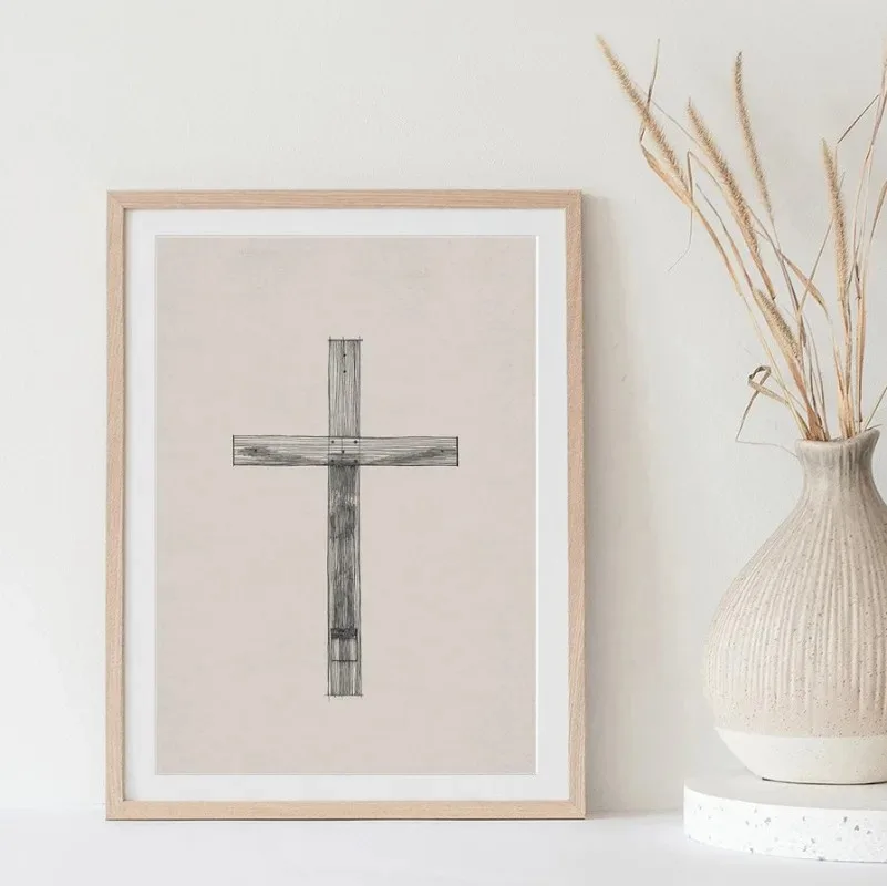 Biblical Artwork Christian Poster Jesus Minimalist Sketch Canvas Painting Bible Verse Wall Art Living Room Home Decor Mural