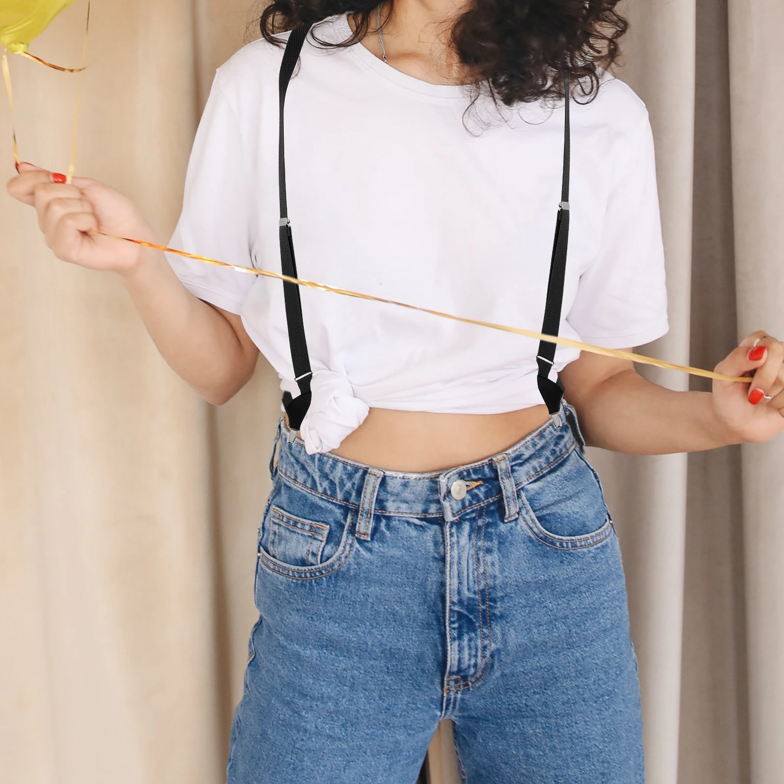 

1pc Universal Overalls Suspenders Adjustable Elastic Clip-On Straps for Men Women Trousers Durable Unisex Trouser for Daily