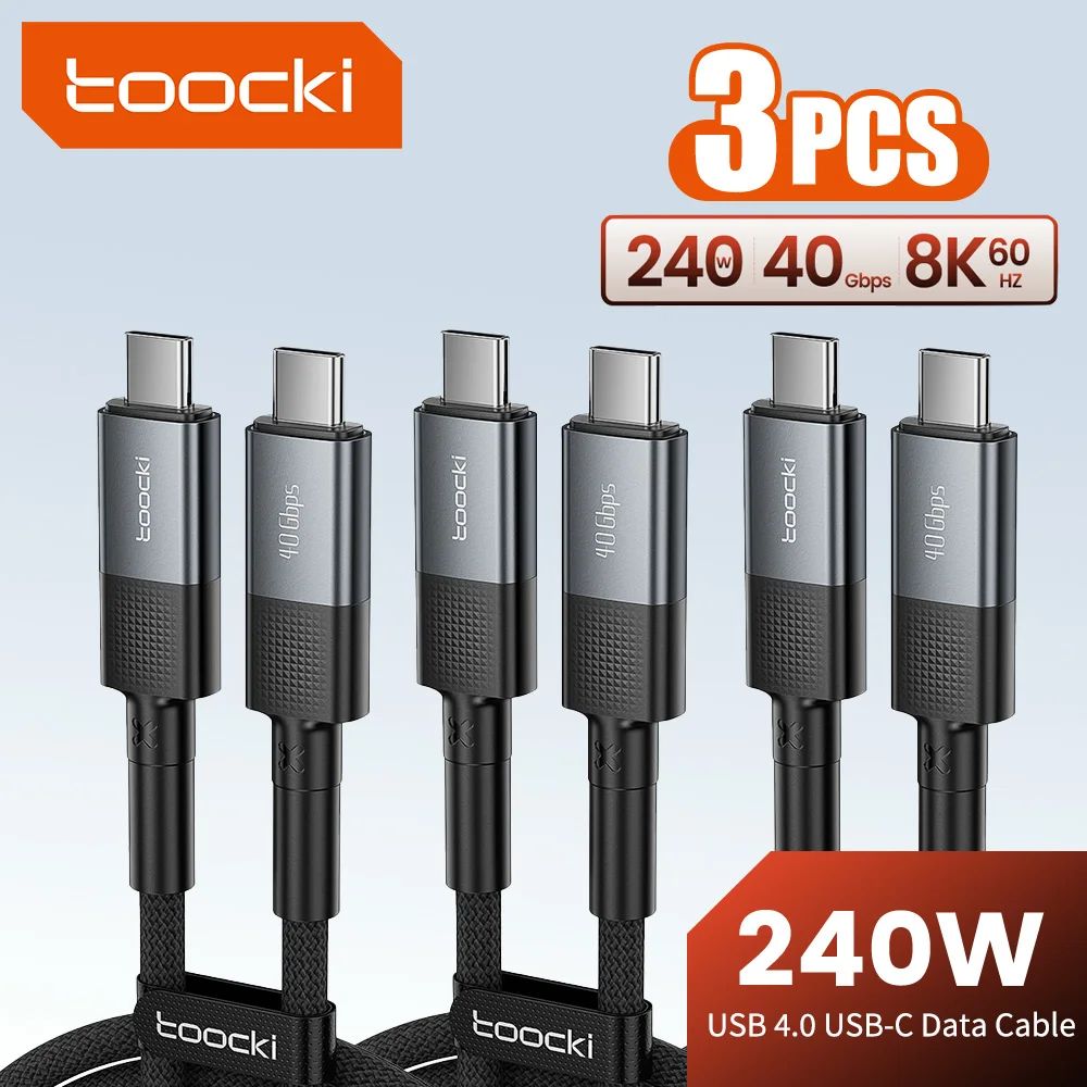 Toocki 240/60W USB C to Type C Cable USB4.0 8K@60Hz PD3.1 Fast Charging For Laptop Macbook Pro Switch iPhone 17 16 Samsung S25