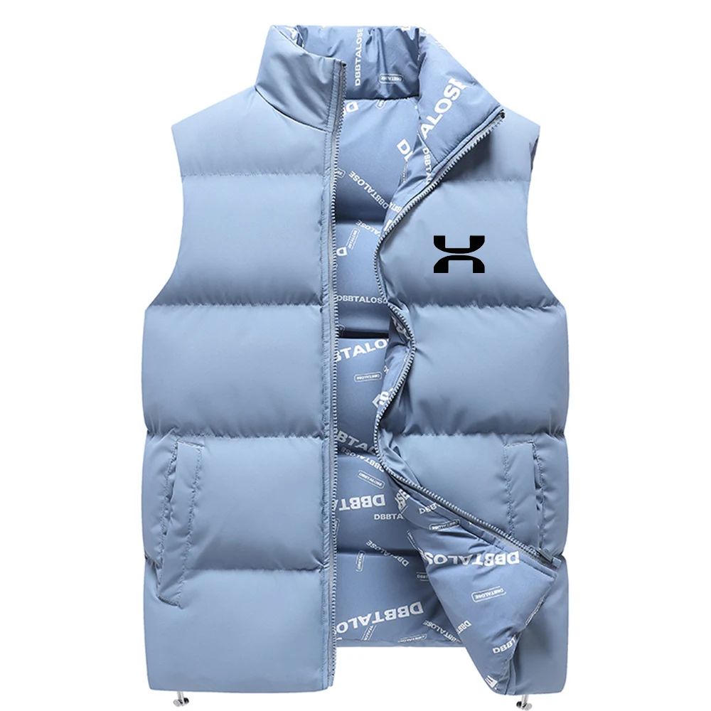 Double sided down cotton vest for men\'s autumn and winter new fashion jacket vest windproof stand up collar thickened warm vest