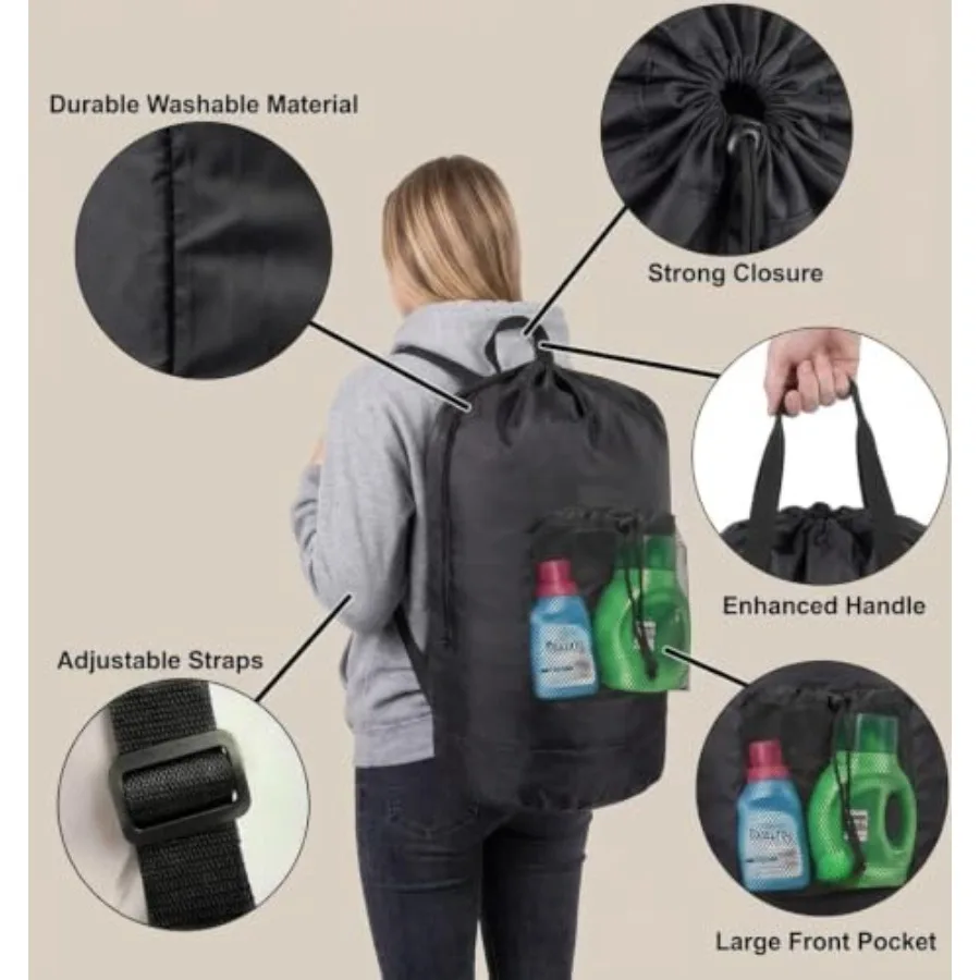 Trailmaker Laundry Bag Backpack for College Dorm, 115L Washable Laundry Hamper Bag, 32 x 14 Inch with Shoulder Straps, Mesh Poc