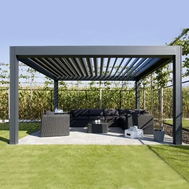 High Quality Aluminum Alloy Outdoor Pavilion with Lights Modern Design White Powder Coated Gazebo DIY Assembly Party Pergola view 5