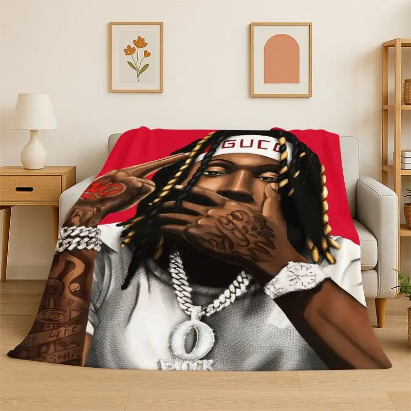 HD Rapper Eminem Tupac 2pac Hip Hop Rap God Flannel Blanket Soft Warm Throw Blanket for Bedroom Living Room Bed Travel Picnic