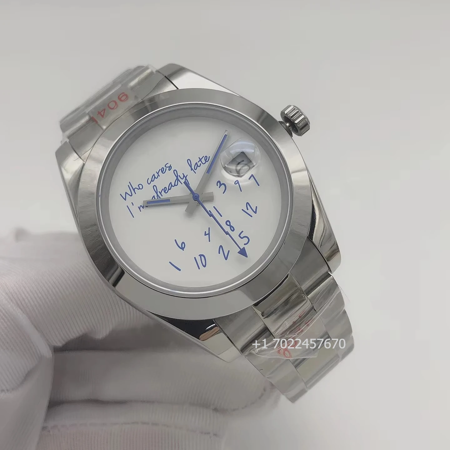 

For Cares That I'm Already Late for This 41mm DIY Automatic Mechanical Waterproof Analog Alarm Stainless Steel Watch