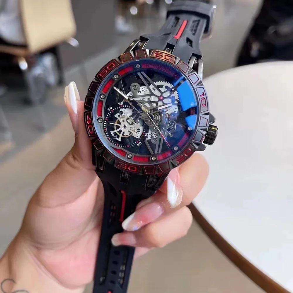 2024 Cool 3D Creative 49mm Big Dial Men Watches Luxury Rubber Strap Waterproof AAA Original Quartz Wristwatch Relogio Masculino