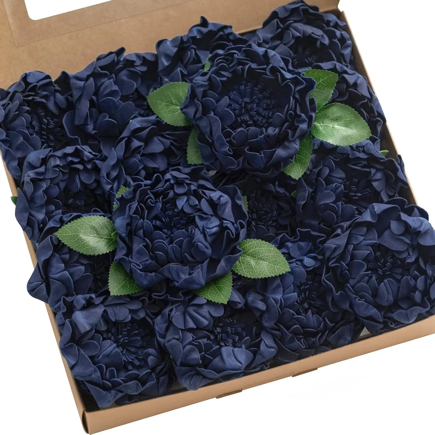 

Flowers 16pcs Navy Blue Blooming Peonies Artificial Flowers with Stem, Artificial Peony Flowers for DIY Wedding Decorati