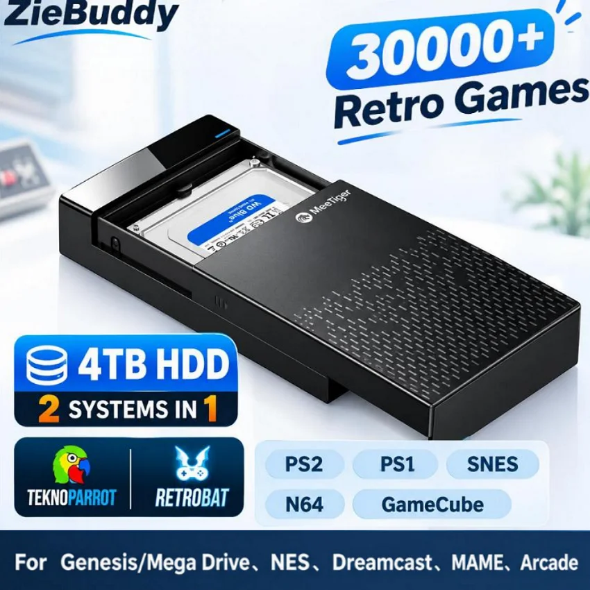 4TB Retro Gaming HDD 30000+ Games TeknoParrot RetroBat 80+ Emulators Plug And Play For PS2 PS1 PSP Xbox Wii for Windows