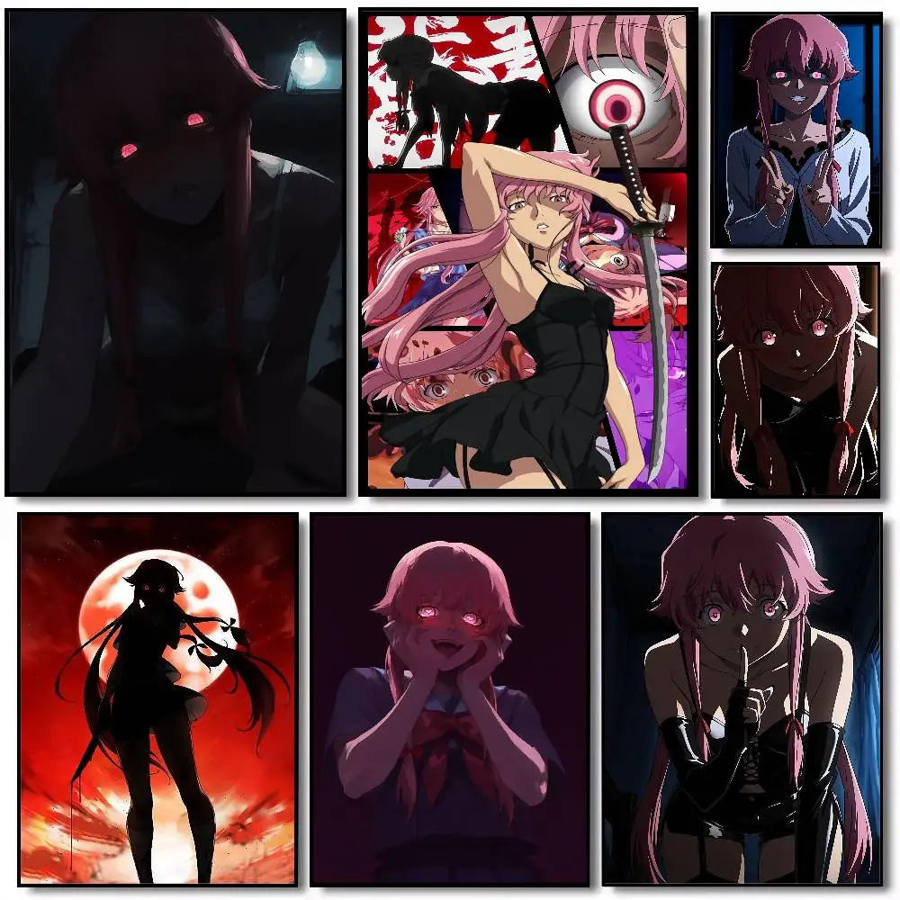 أنيمي المستقبل مذكرات Y-Yuno G-Gasai المشارك معرض يطبع ذاتية اللصق ديكور المنزل الديكور صور مطبوعة للحوائط غرفة المعيشة ملصق