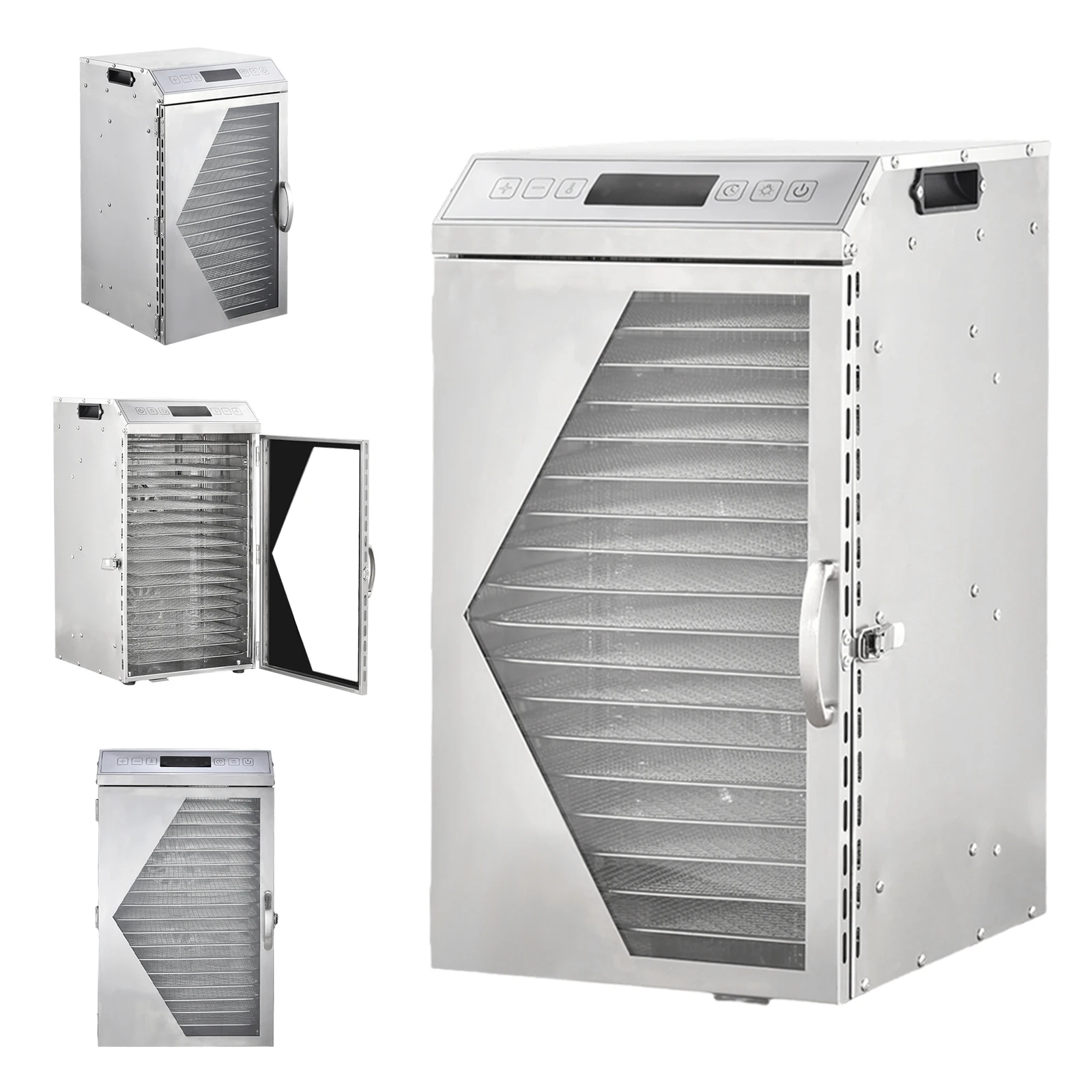 800W Commercial Food Dehydrator with 18 Trays, Stainless Steel Electric Fruit Dryer Machine with Touch Panel & Dual-Fan Even Drying, 194°F Max Temp 24H Timer for Jerky Meat Vegetables Herbs and Dog Treats
