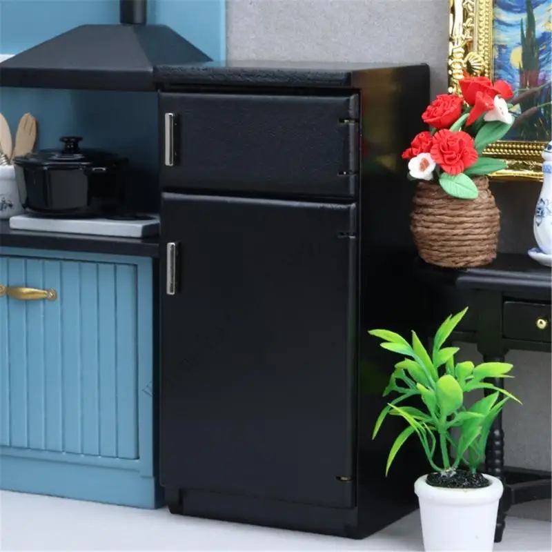 XXFE-refrigerador cocina en miniatura, pieza decoración madera para entusiastas casas muñecas y fabricantes