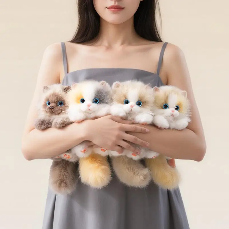 かわいいぬいぐるみ猫人形ペンダントキーホルダー女の子のバックパック模擬動物ぬいぐるみカップルバッグぶら下げ装飾ギフト