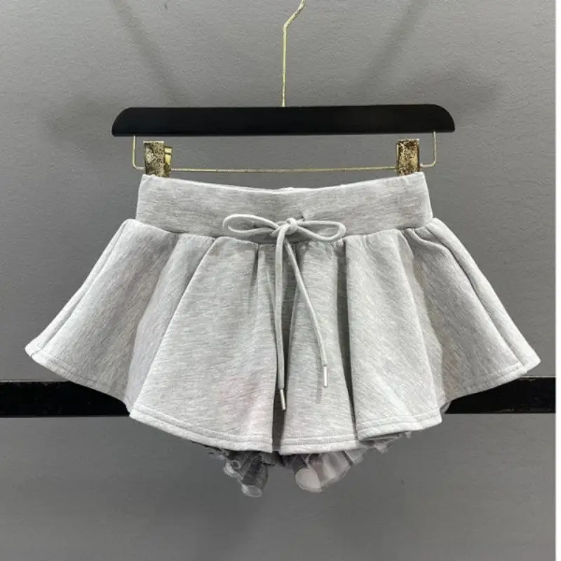 Skater Skort Low Rise Mini Skirt Y2K Women Miniskirt with Built-in Shorts A Line MicroSkirt Cheerleaders Teenage Girls Sukapan
