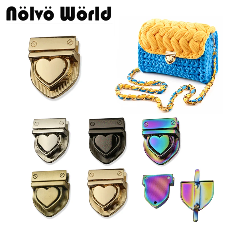 2/5/10pcs Luxury Heart Shape Bag Hardware Lock Metal Press Lock Clasp for Handbag Purse DIY Designer Closure Accessories Sets