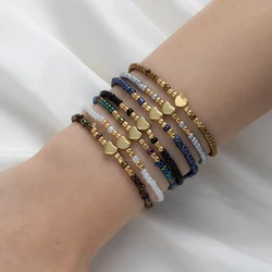 7-piece set of vintage colored rice beads mixed with love multi-layer layered women's bracelet