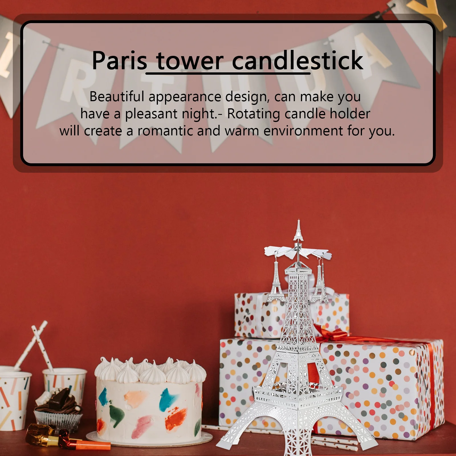 

1Pcs Rotating Holder Eiffel Tower Metal Table Centerpiece Romantic Gift Table Holder Candlestick Stand