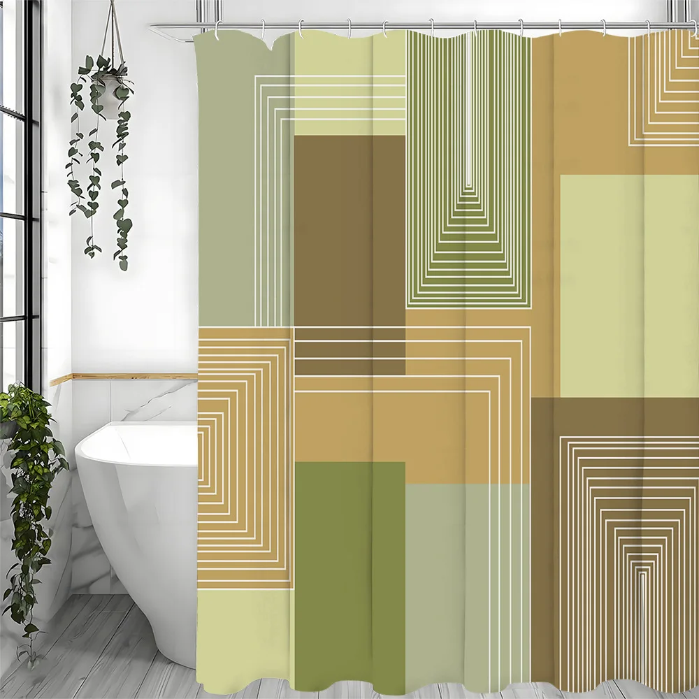 

Мягкие зеленые линии занавеска для душа моющаяся грязеотталкивающая насадка для душа водонепроницаемая полиэстеровая занавеска для ванны для домашнего декора