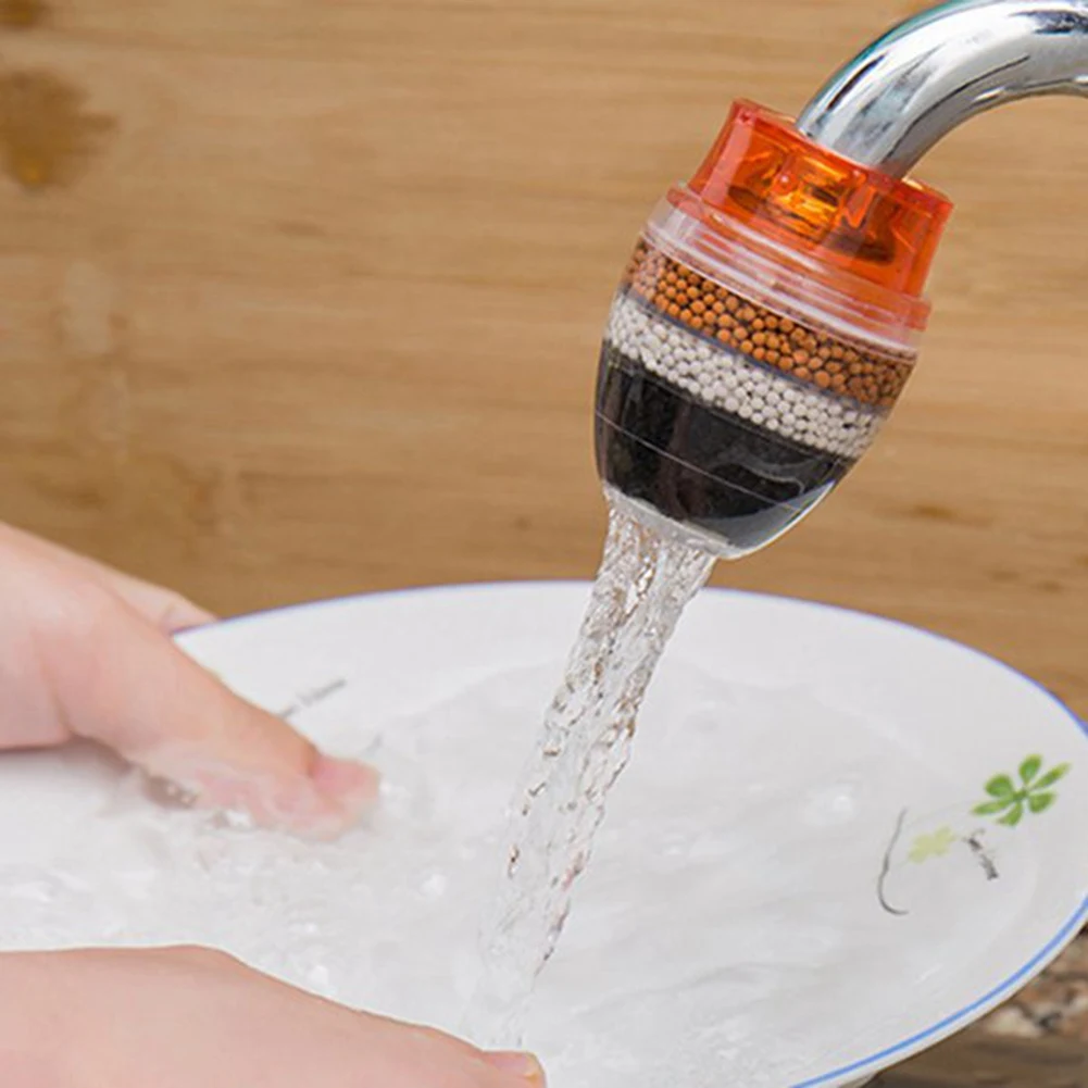 High-end Activated Carbon Faucet Filter Faucet Nozzle Water Filter Kitchen Tap 5 Layers Filter Purifier for Home Use (Blue)