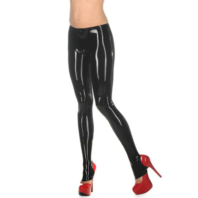 

Black Latex Handmade Stepping Pants Rubber Leggings Tights No Zipper