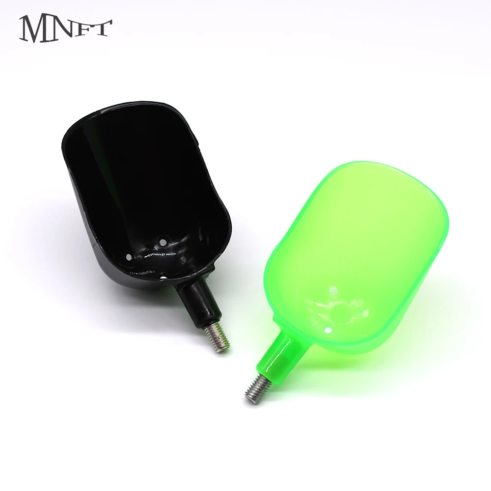 MNFT 2PCS Bait Throwing Spoon for Feeding Particles Fishing Boilie Spoon Fishing Bait Tool Black&Green